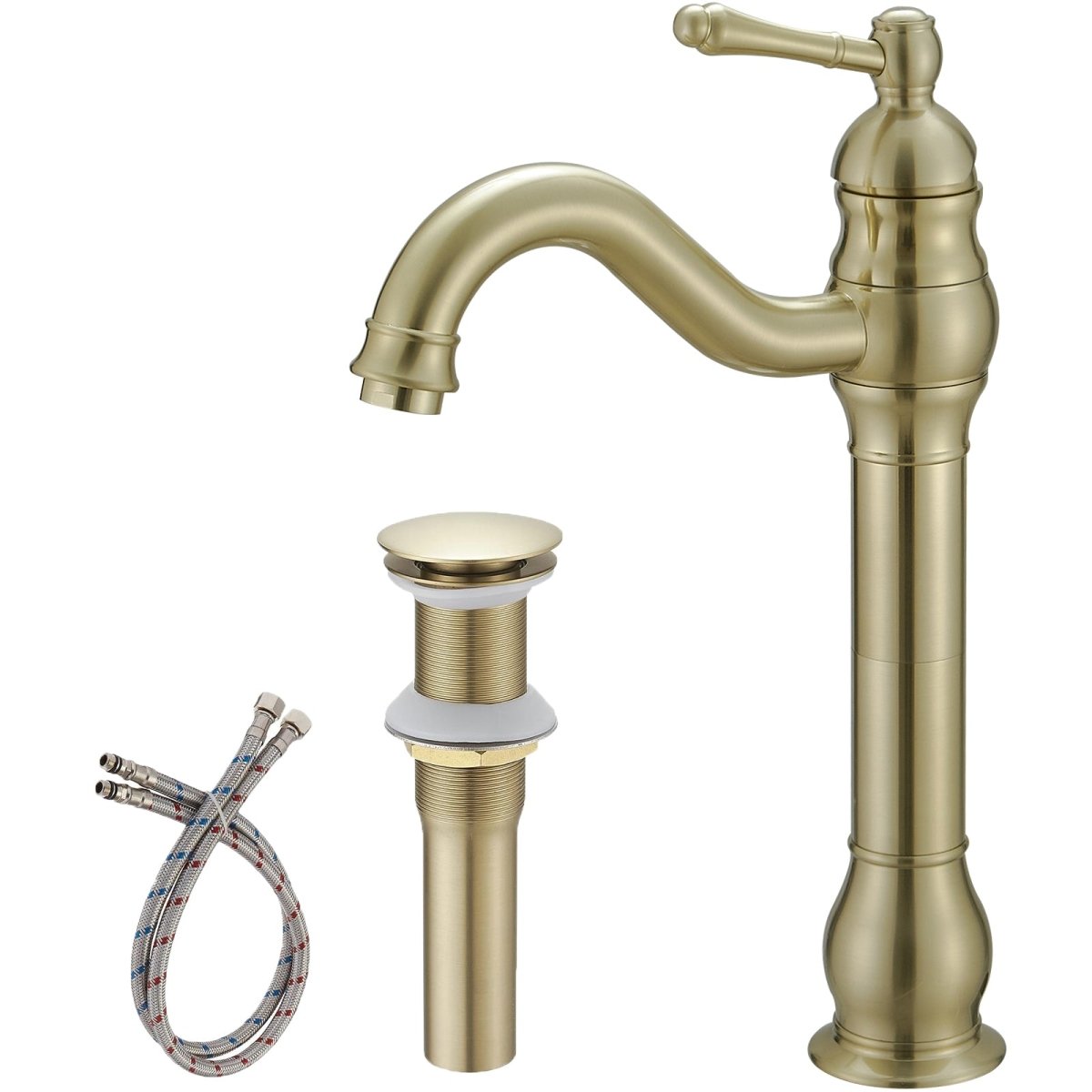 Single Hole Sink Faucet with 360-degree Swivel Spout Brushed Gold