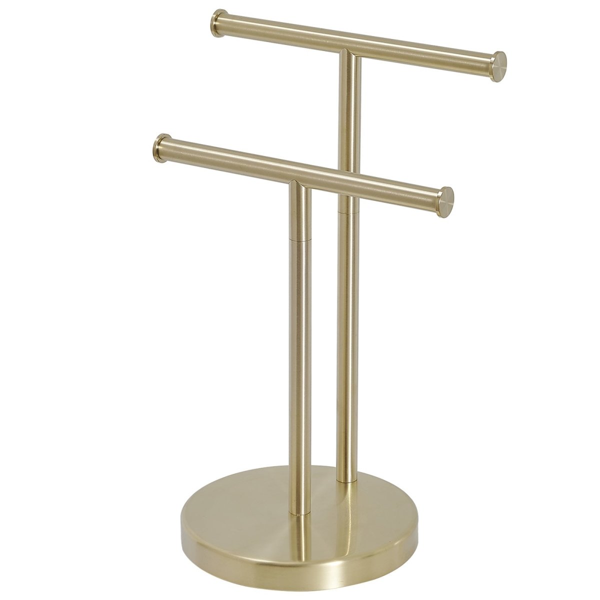 Freestanding Bathroom Toilet Paper Holder with Double T-Shape Gold