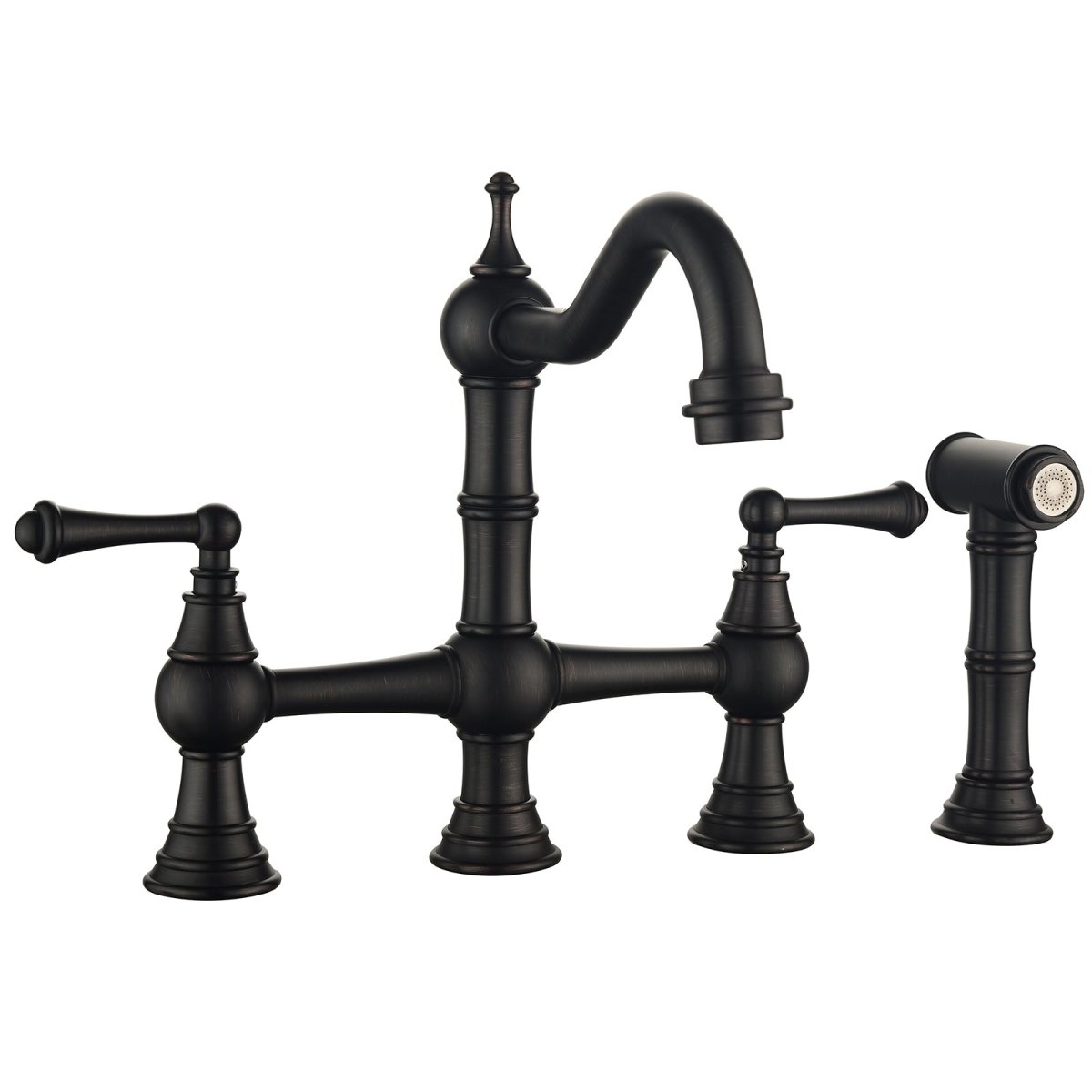 2-Handle Bridge Kitchen Faucet with Side Sprayer Bronze