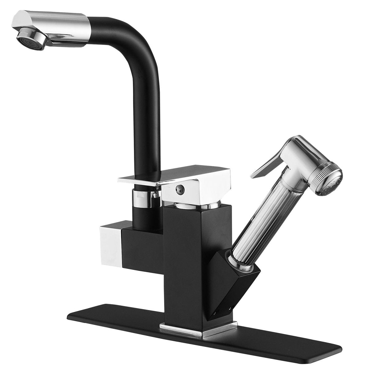 Single Handle Kitchen Faucet with Two Sprayers Black Chrome