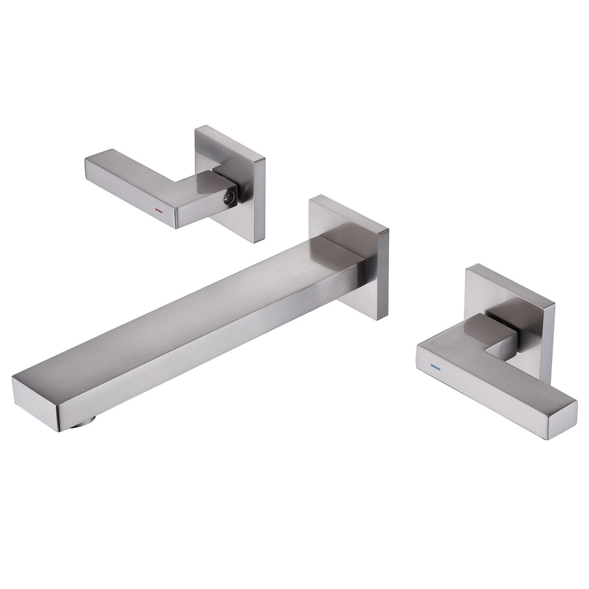 Two Handle Wall Mounted Bathroom Faucet Brushed Nickel