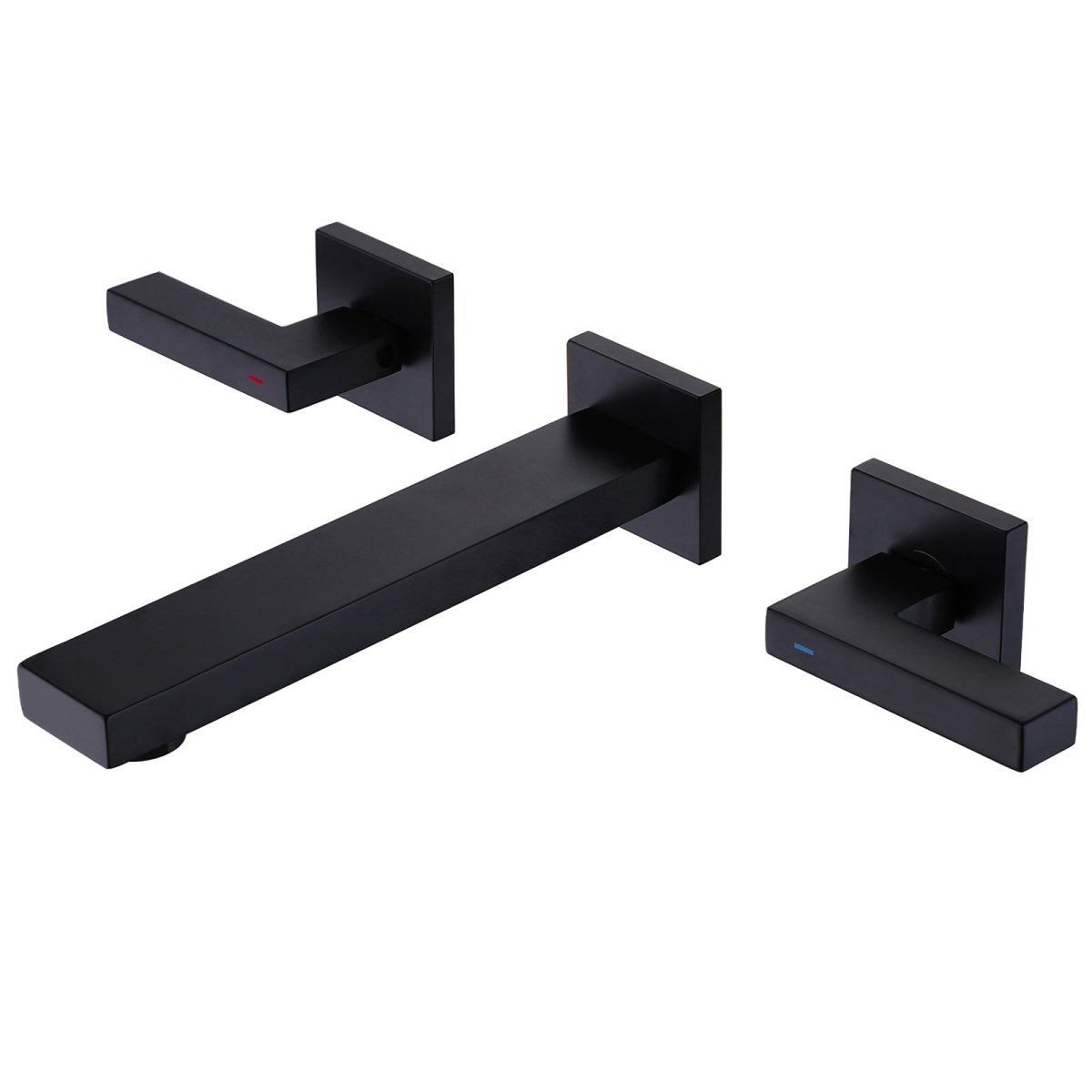 Double Hole Wall Mounted Bathroom Faucet Matte Black