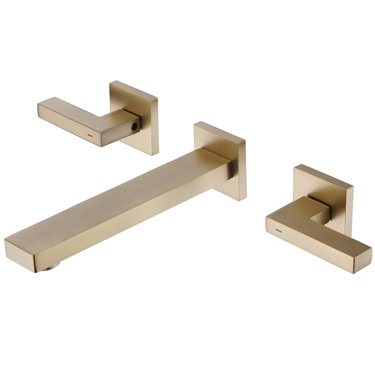 Two Handle Wall Mounted Bathroom Faucet Brushed Gold