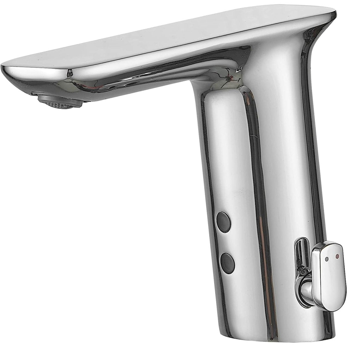 Battery Powered Single Hole Bathroom Faucet Polished Chrome