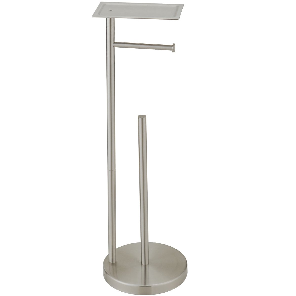 Round Free Standing Toilet Paper Holder in Brushed Nickel