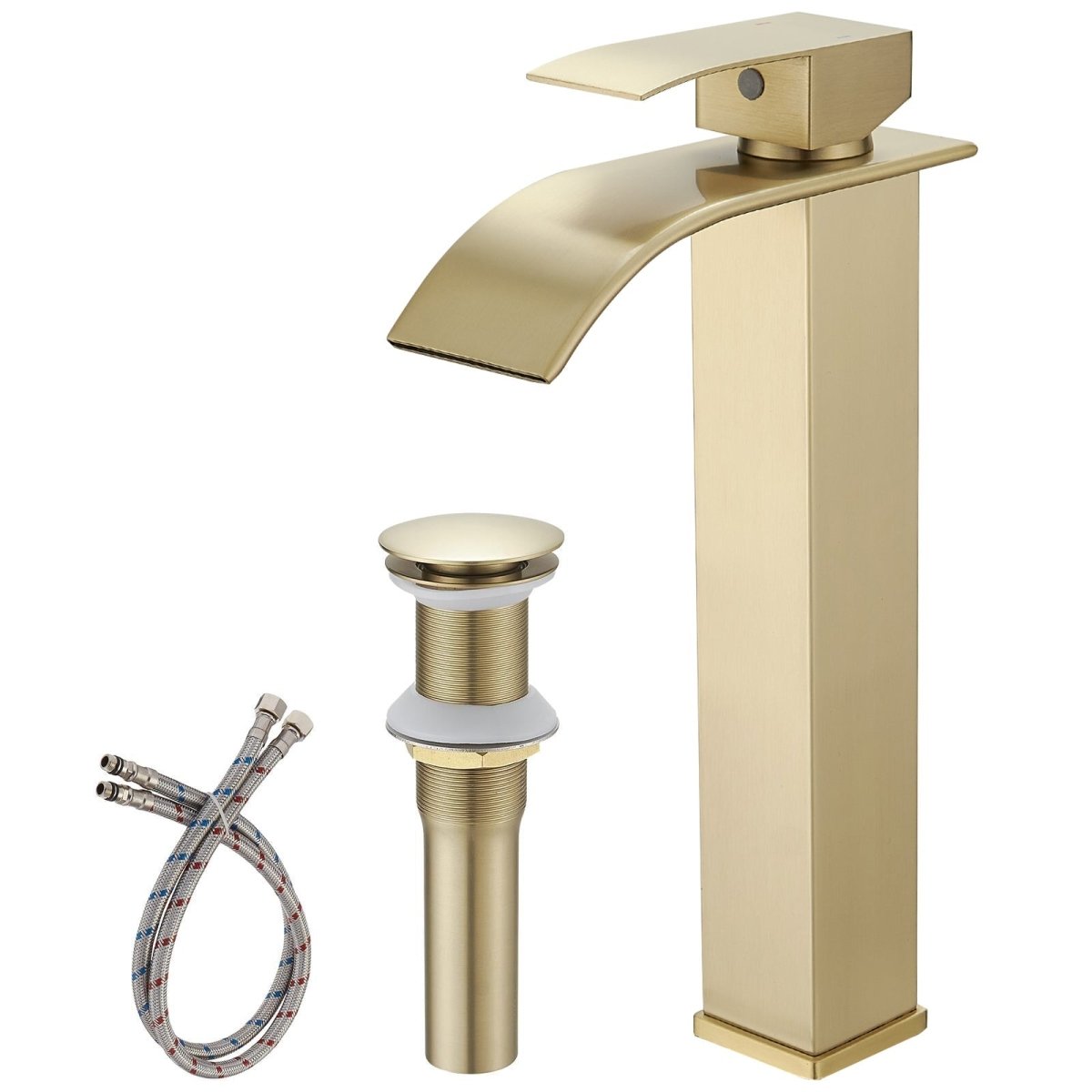 Waterfall Single Hole Single Handle Bathroom Faucet Brushed Gold