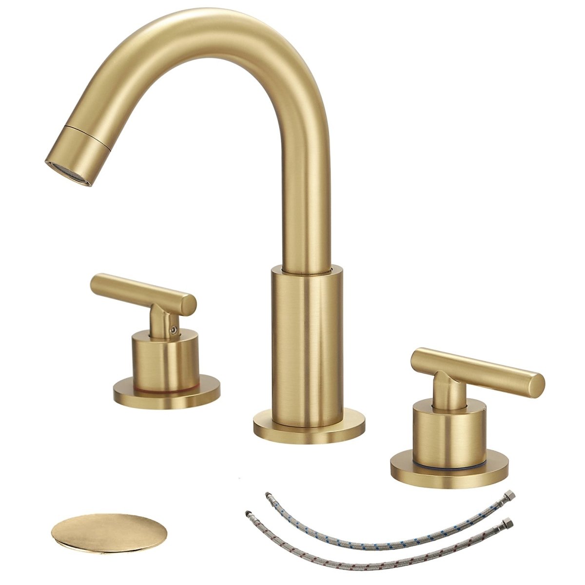 8 in. Widespread 2-Handle Mid-Arc Bathroom Faucet Brushed Gold