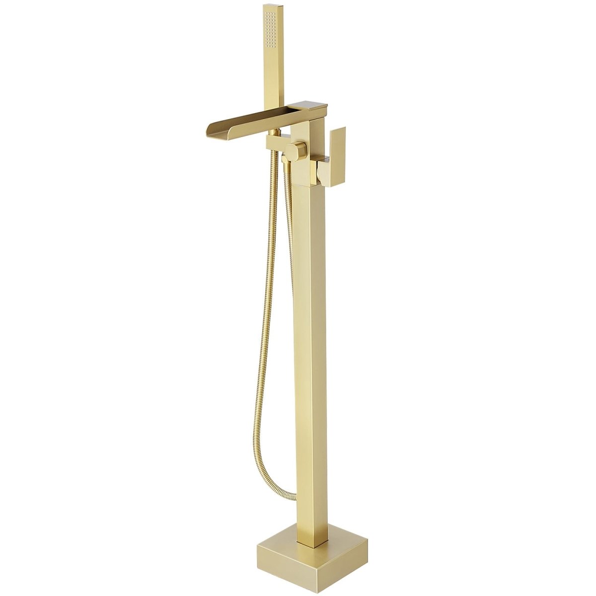 Waterfall Single-Handle Freestanding Bathtub Faucet Brushed Gold