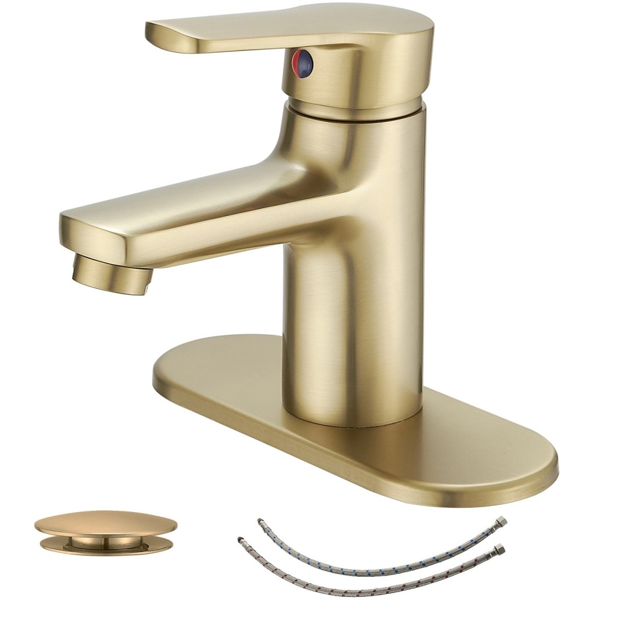 Single Handle Single Hole Low-Arc Vanity Bathroom Faucet Gold