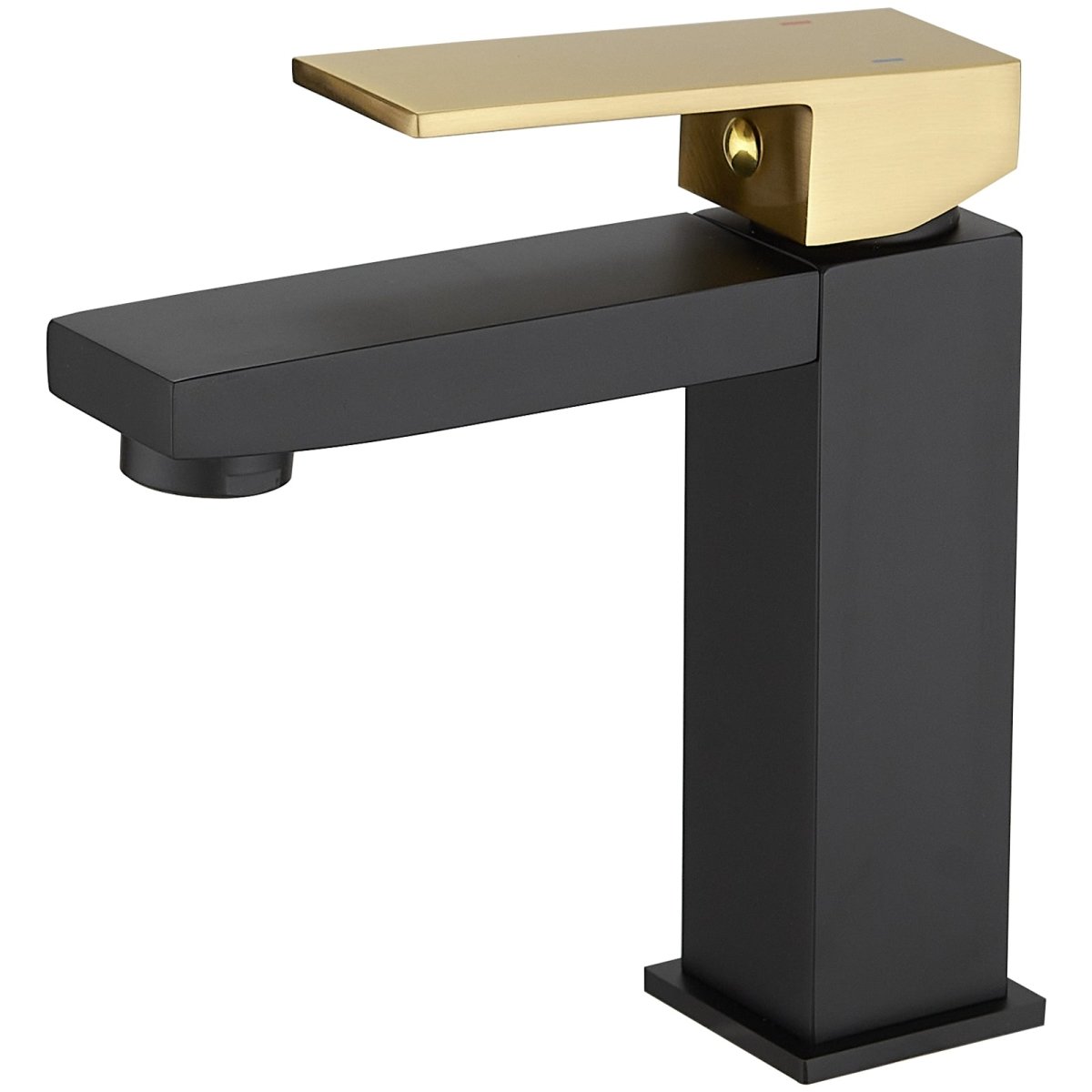 Low-Arc Drip-Free Vanity Modern Bathroom Faucet Black & Gold