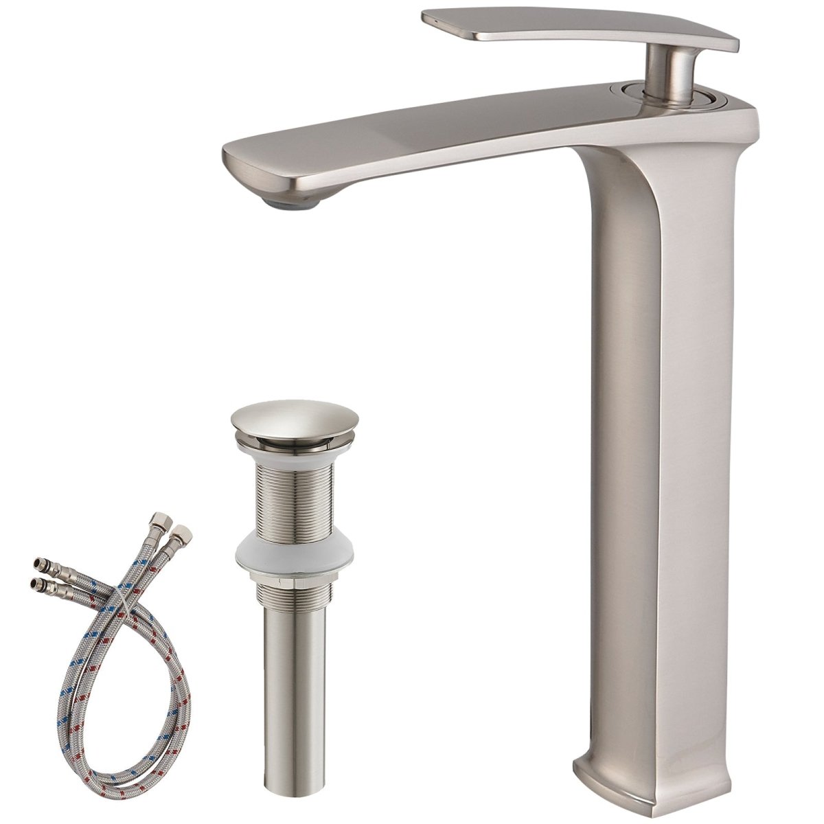 Single Handle without Overflow Vessel Bathroom Faucet Nickel