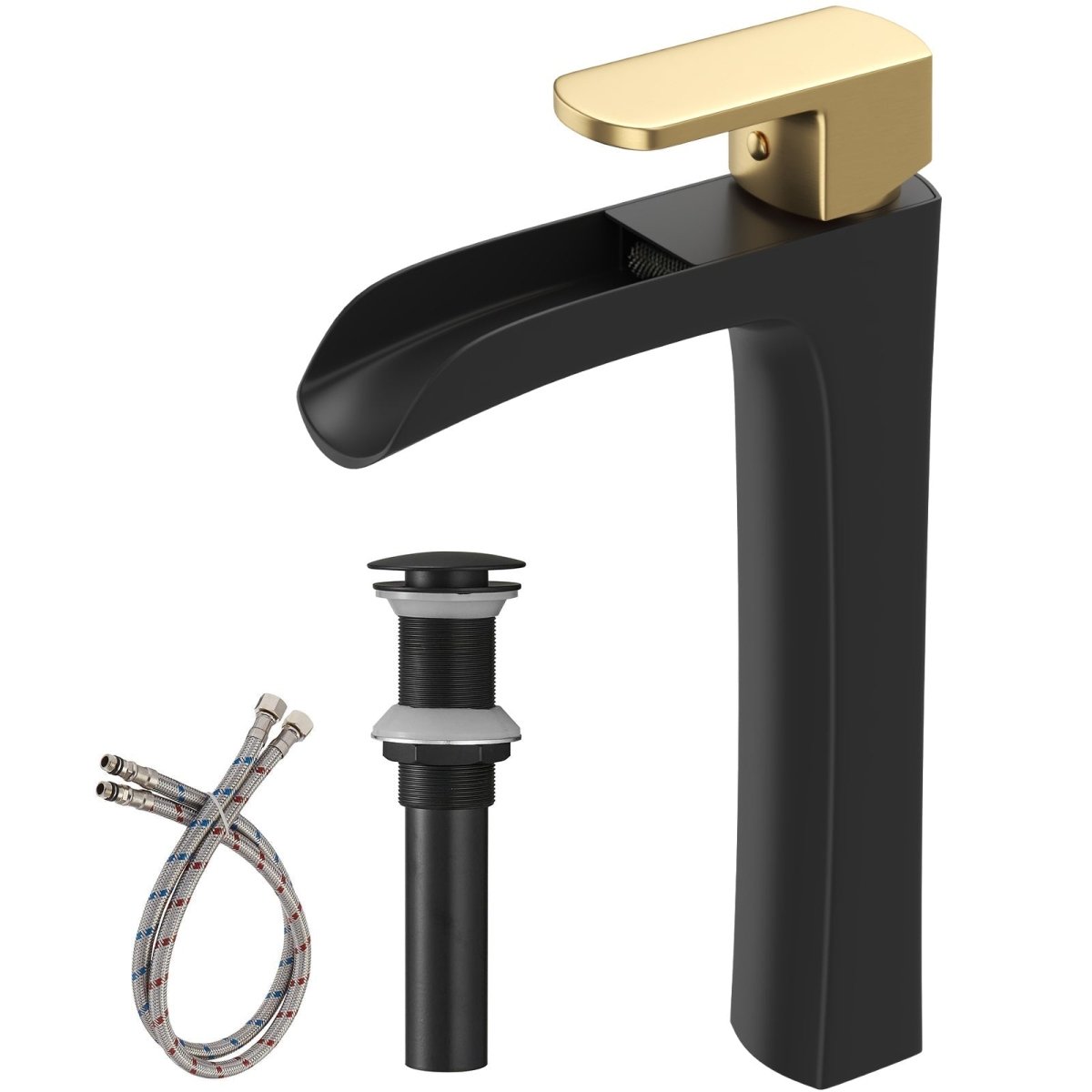 Single Hole Single Handle Bathroom Faucet Black Gold