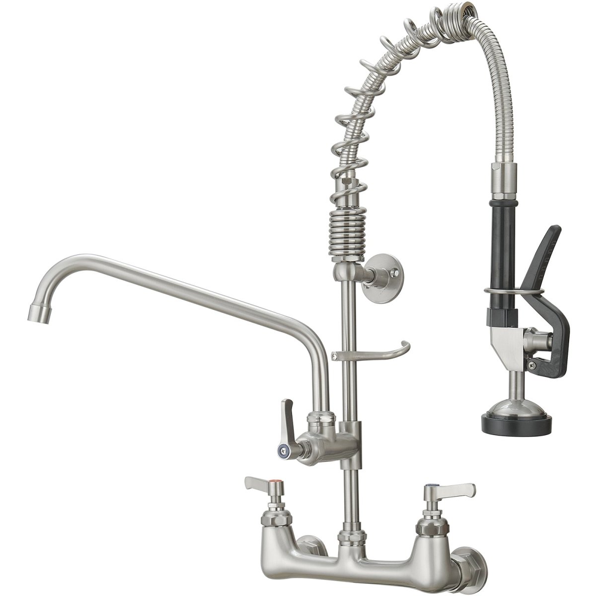 2-Handle Wall Mount Pre-Rinse Spray Kitchen Faucet Nickel