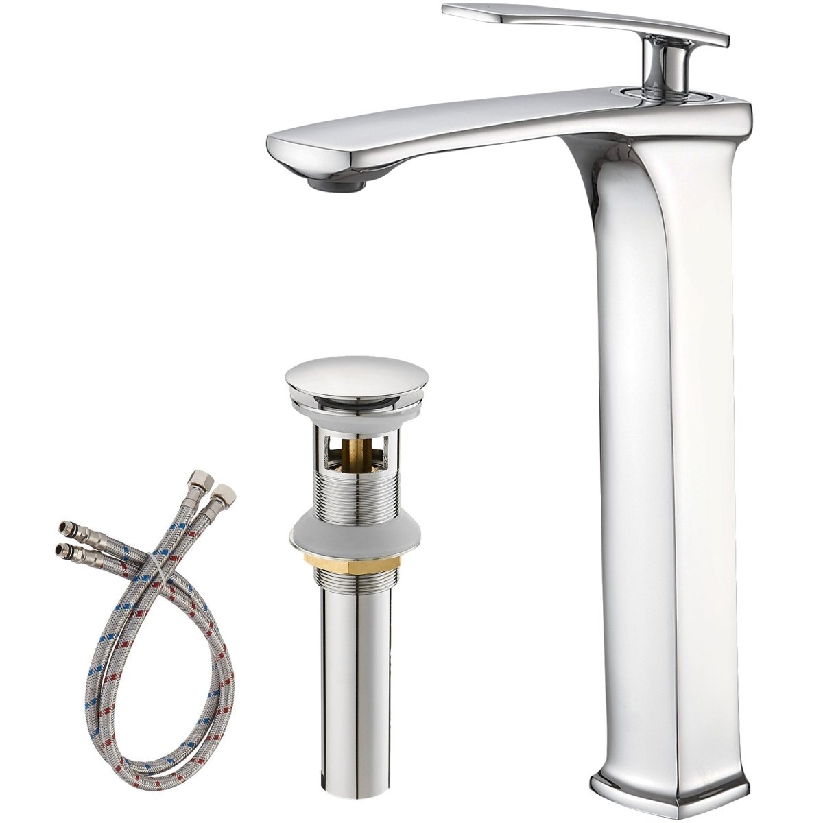 Single Handle without Overflow Vessel Bathroom Faucet Chrome