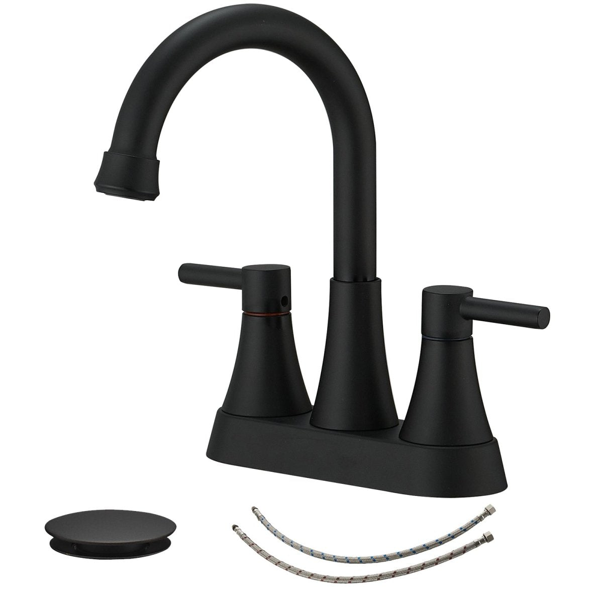 4 in. Centerset 2-Handle High-Arc Bathroom Faucet Matte Black