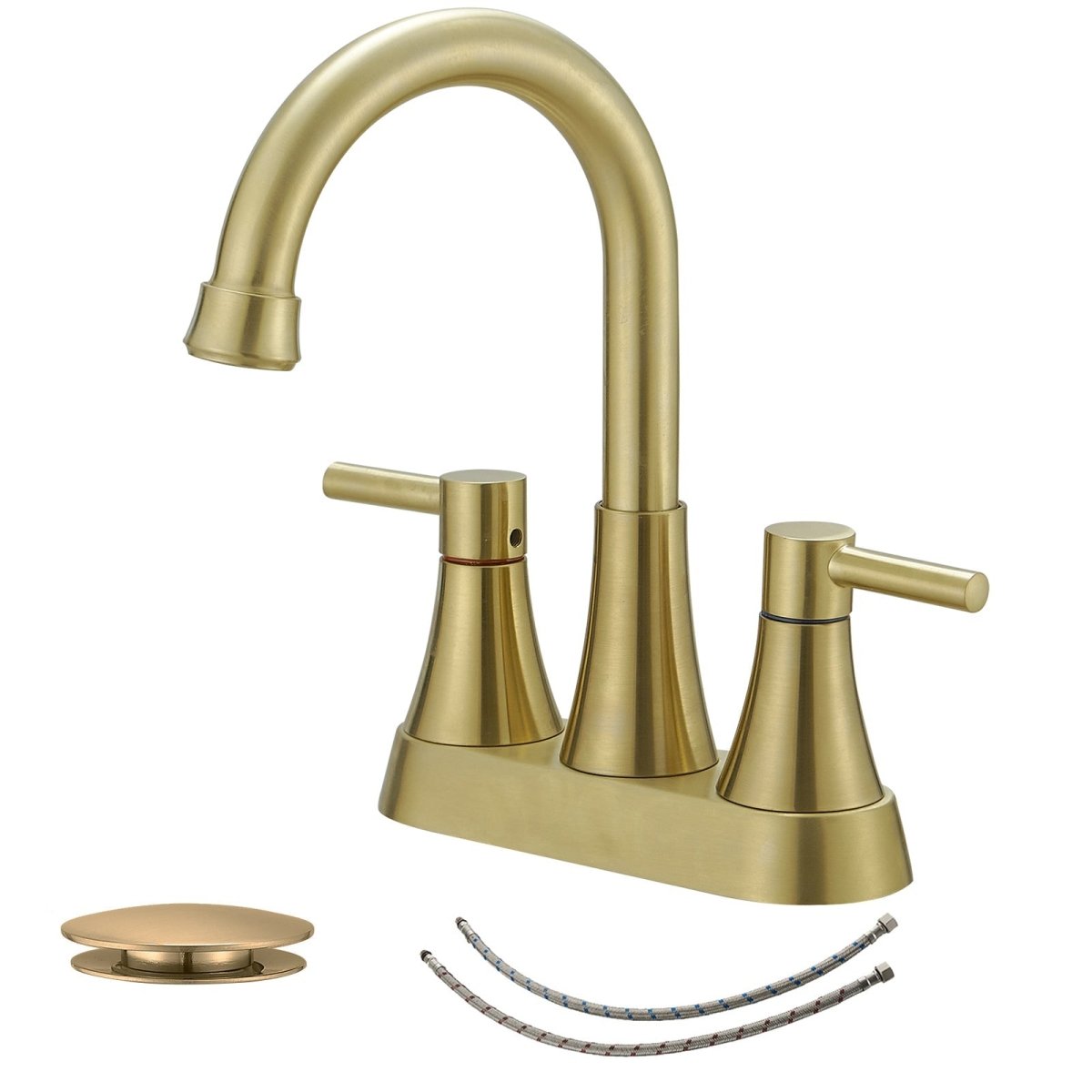 4 in. Centerset 2-Handle High-Arc Bathroom Faucet Brushed Gold