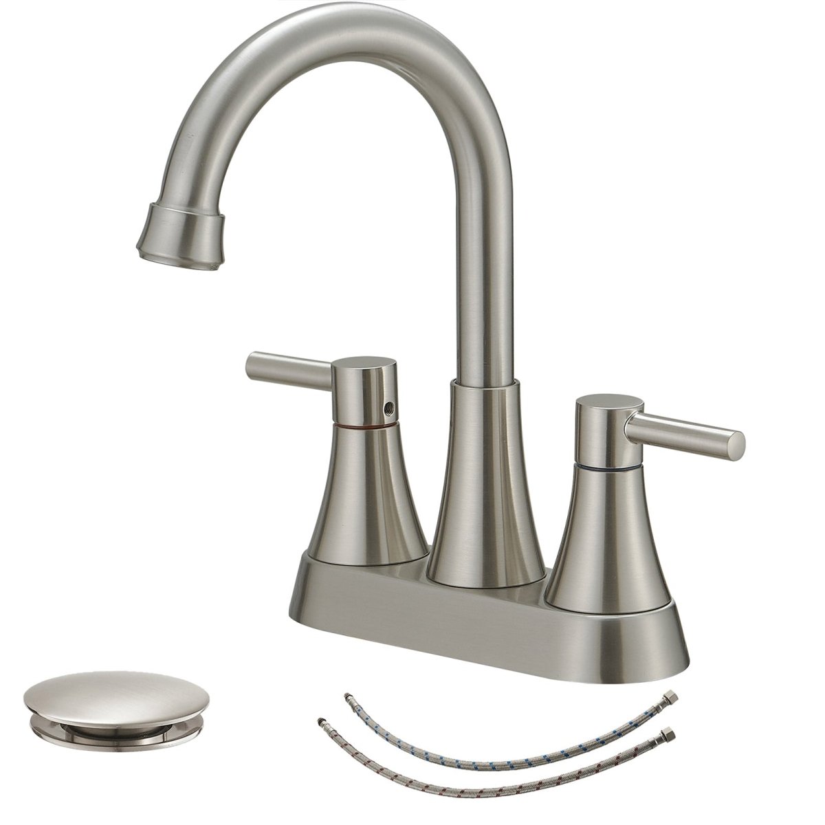 4 in. Centerset 2-Handle High-Arc Bathroom Faucet Nickel