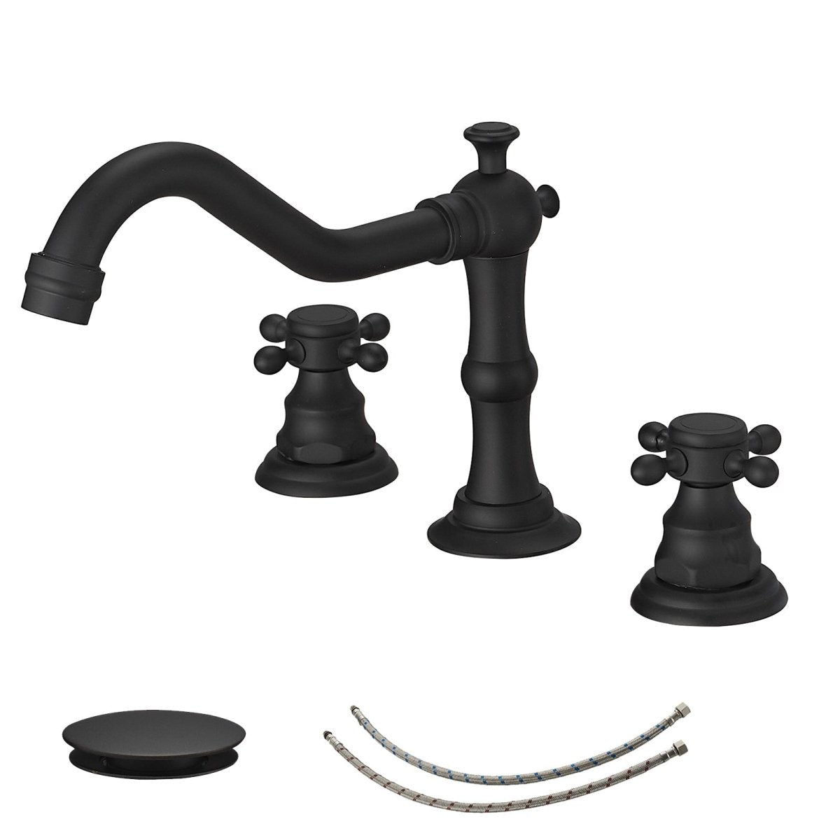 8 in. Widespread 2-Handle 3-Hole Bathroom Faucet Black