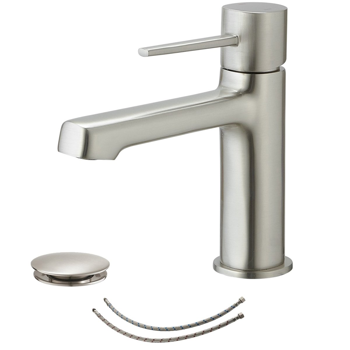 Single Handle Single Hole Modern Bathroom Faucet Brushed Nickel