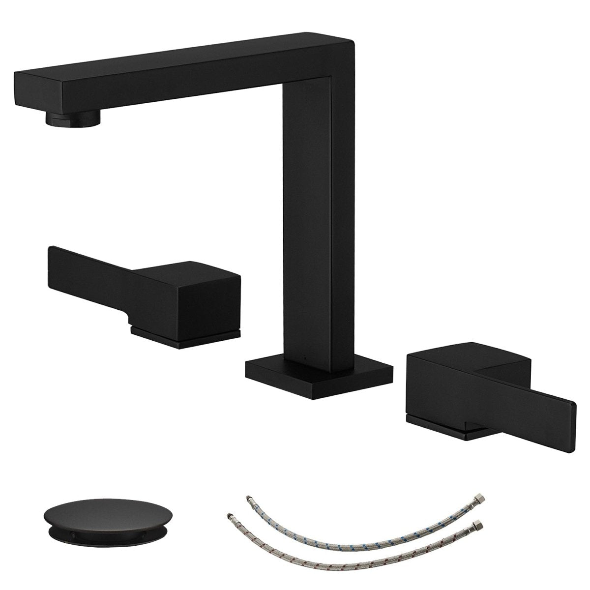 8 in. Water-Saving with Drain Kit Bathroom Faucet Matte Black