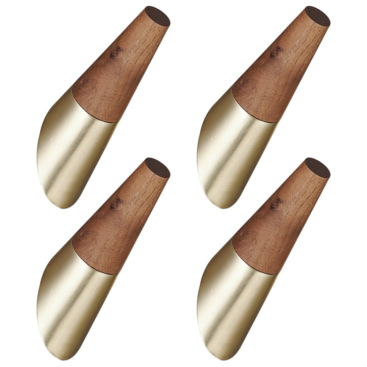 4 Pack Wood Bathroom Robe Coat Towel Hook in Brushed Gold