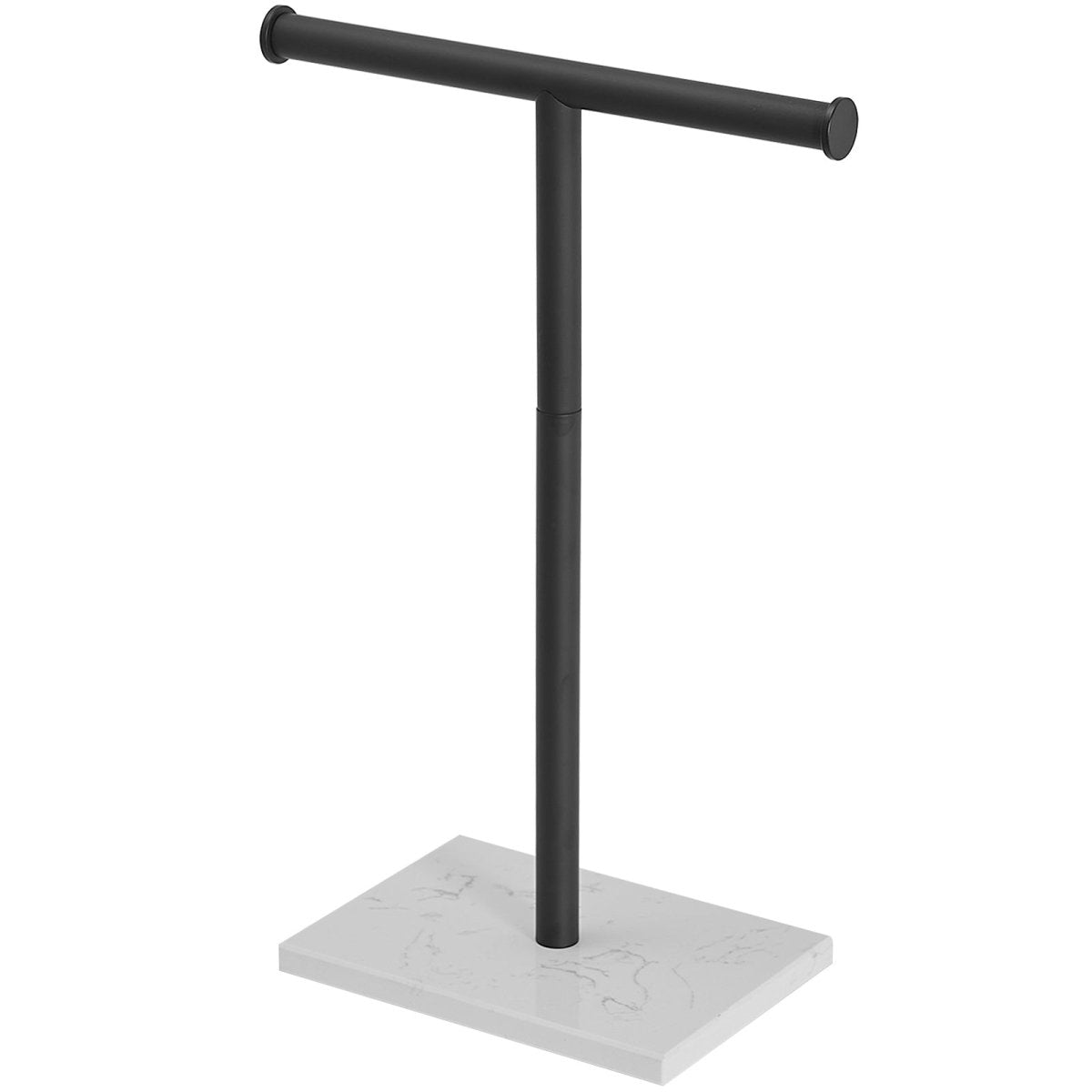 T-Shape Toilet Paper Holder with Natural Marble Base Black