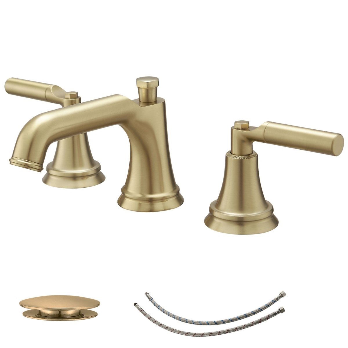 8 in. Widespread Three Holes Bathroom Faucet Brushed Gold