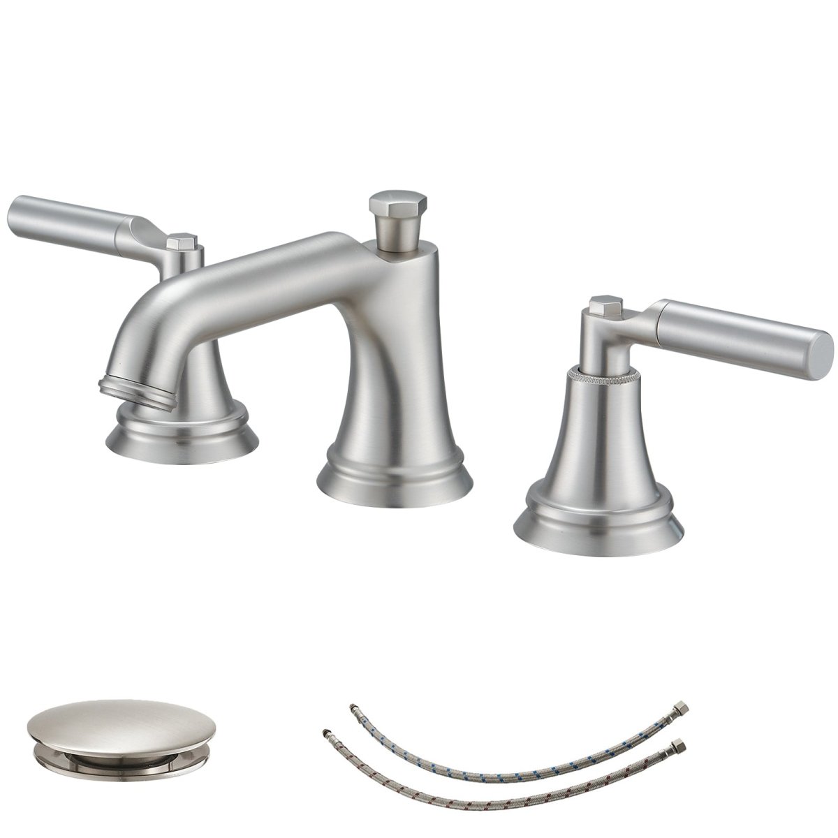 8 in. Widespread Three Holes Bathroom Faucet Brushed Nickel