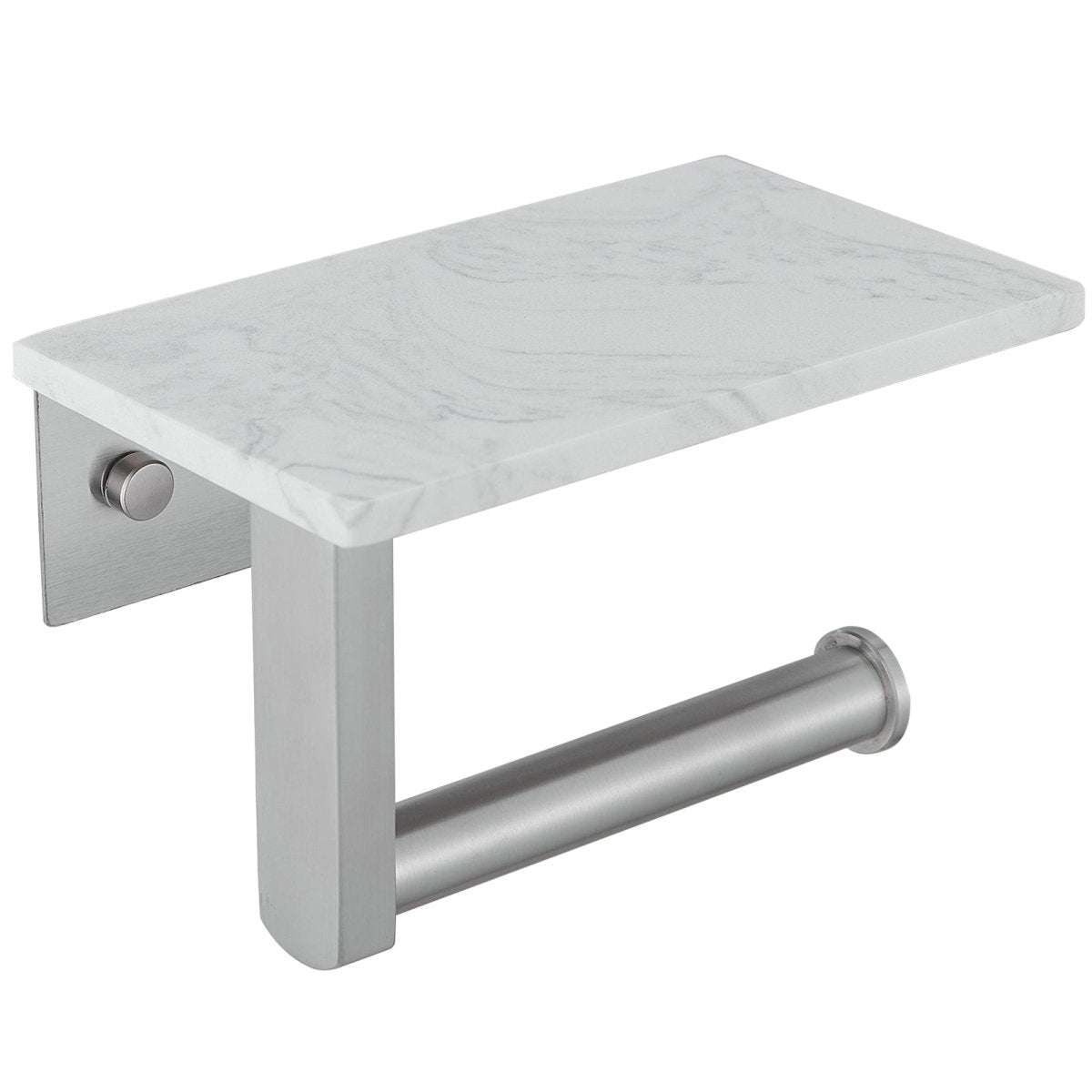 Wall Mount Toilet Paper Holder with Natural Marble Shelf Nickel