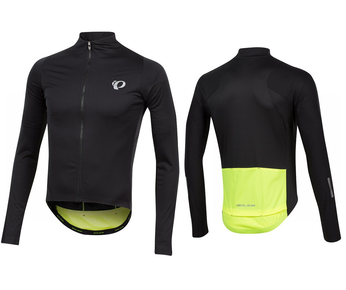 Pearl Izumi PRO Pursuit Long Sleeve Wind Jersey - Black-Screaming Yellow