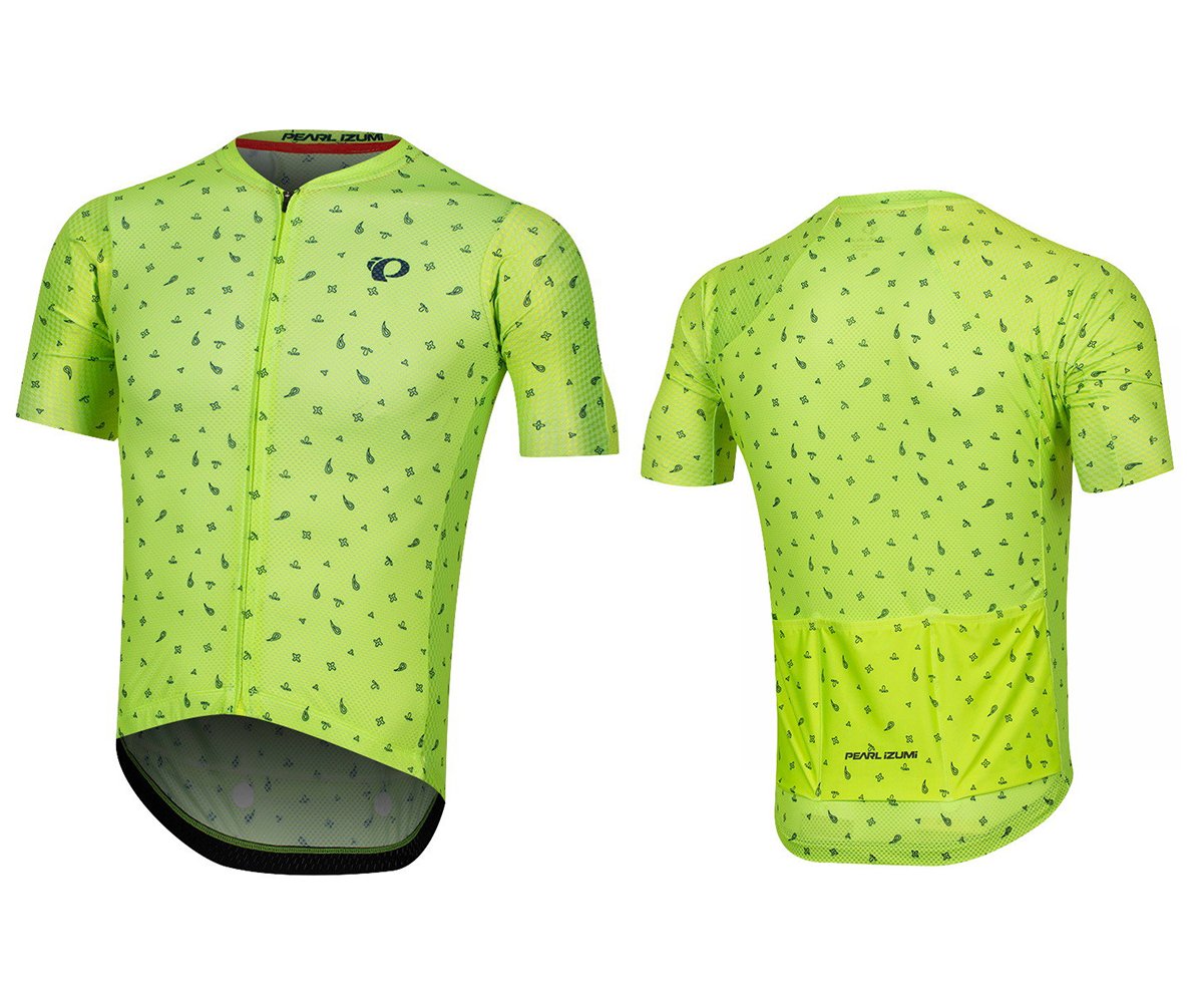 Pearl Izumi PRO Mesh Short Sleeve Road Jersey - Screaming Yellow-Navy Paisley - 2020