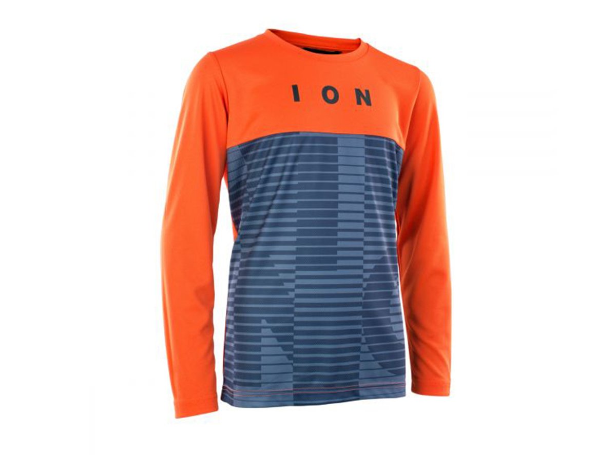 ION Scrub AMP Mesh_ine Long Sleeve MTB Jersey - Youth - Smashing Red - 2021