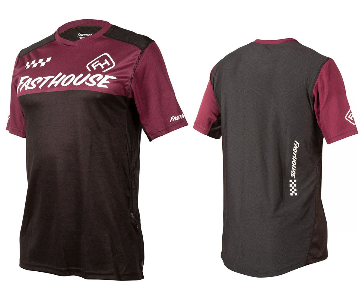 Fasthouse Alloy Block Short Sleeve MTB Jersey - Maroon-Black