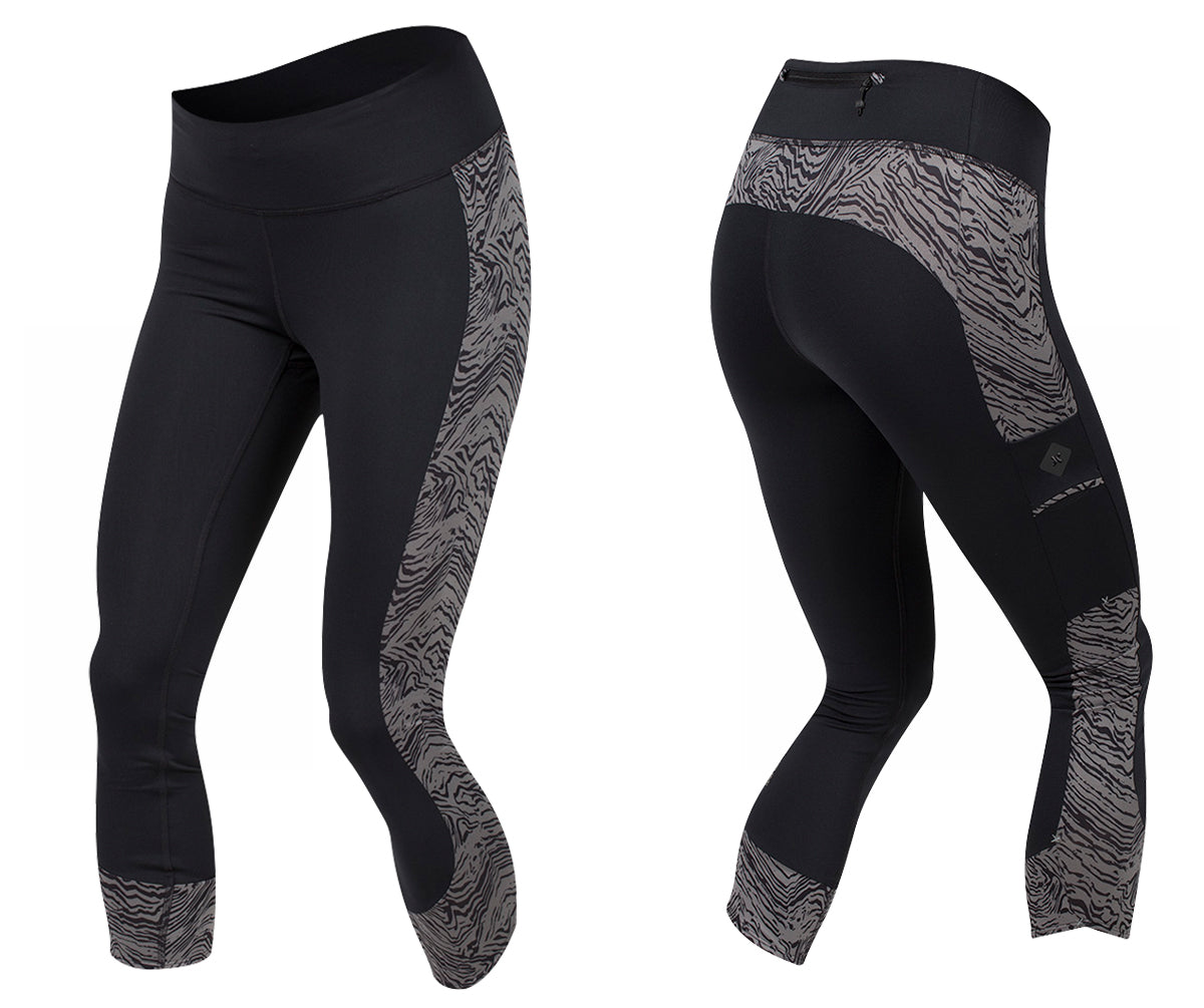 Pearl Izumi Escape 3/4 Tight - Print - Womens - Black-Smoked Pearl Phyllite