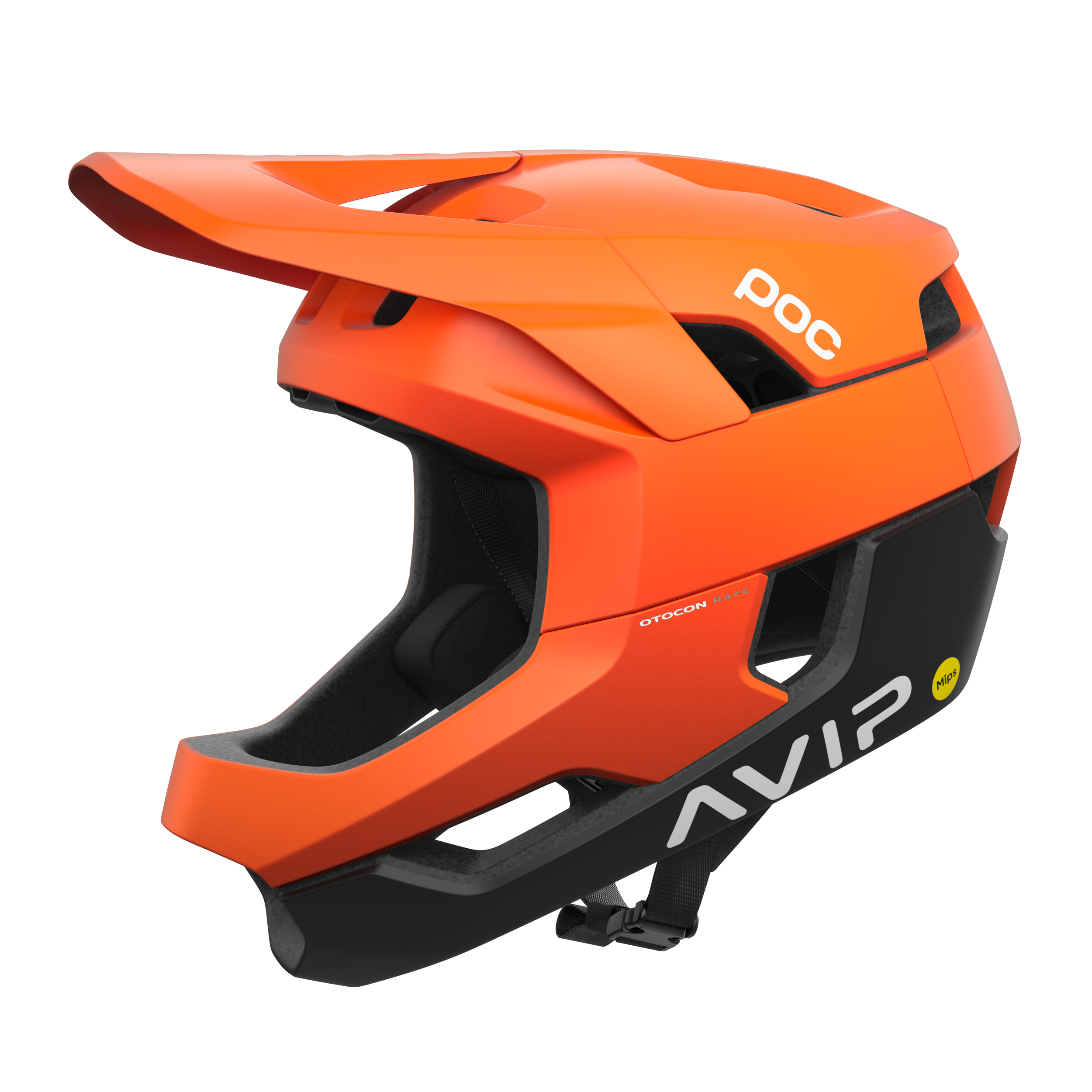 POC Otocon Race MIPS Full Face Helmet - Fluorescent Orange Avip-Uranium Black Matt