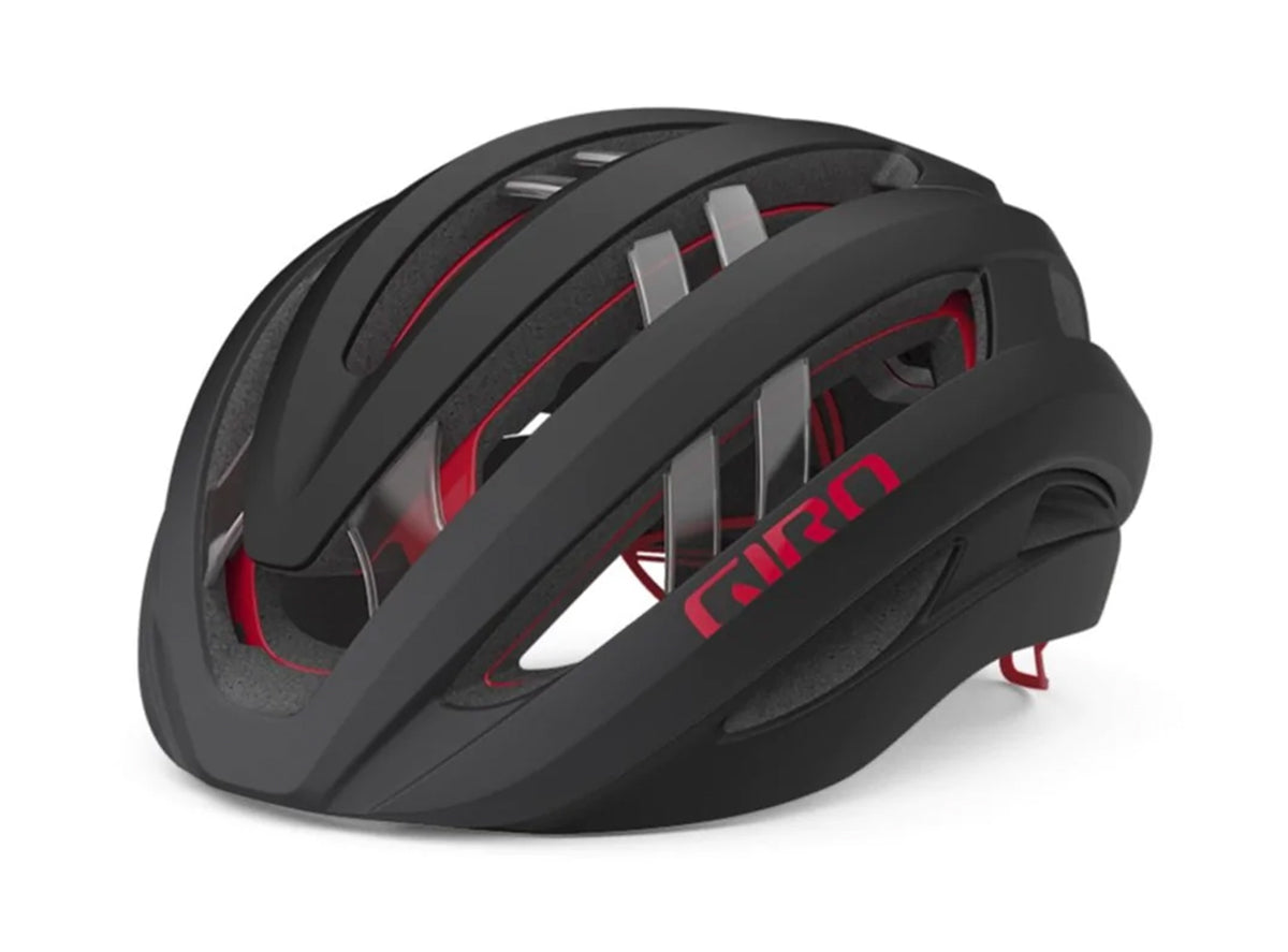 Giro Aries Spherical Road Helmet - Matt Carbon- Red - 2023