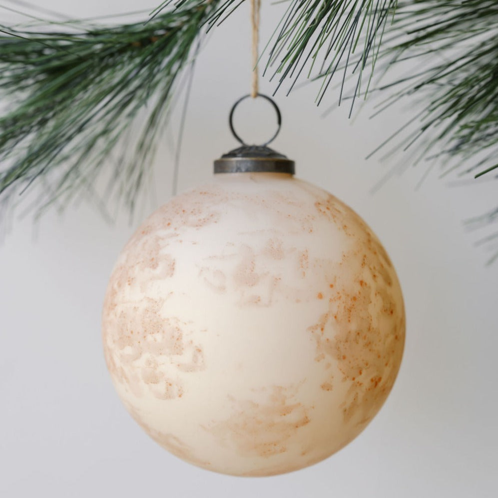 Marble Matte Cream Glass Ornament