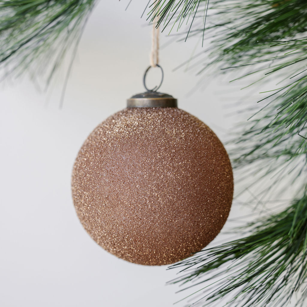 4" Textured Cinnamon Glass Ornament