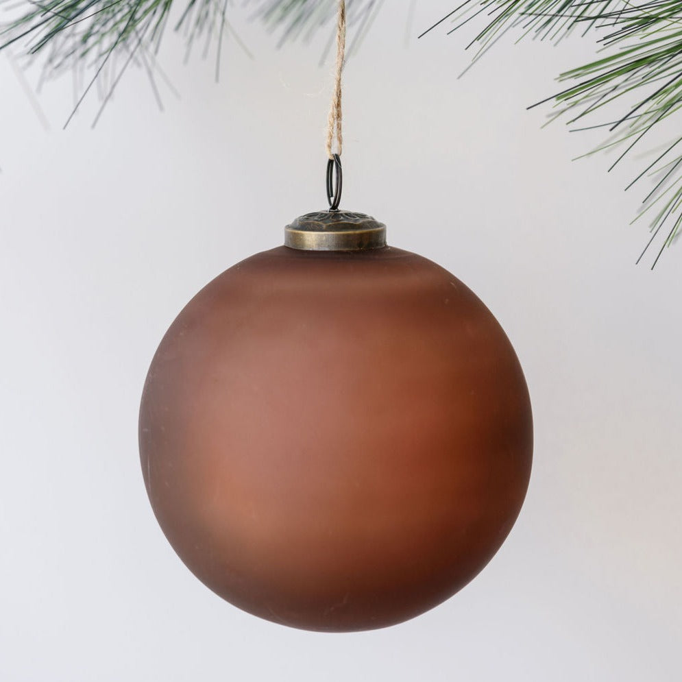 5" Frosted Cinnamon Glass Ornament