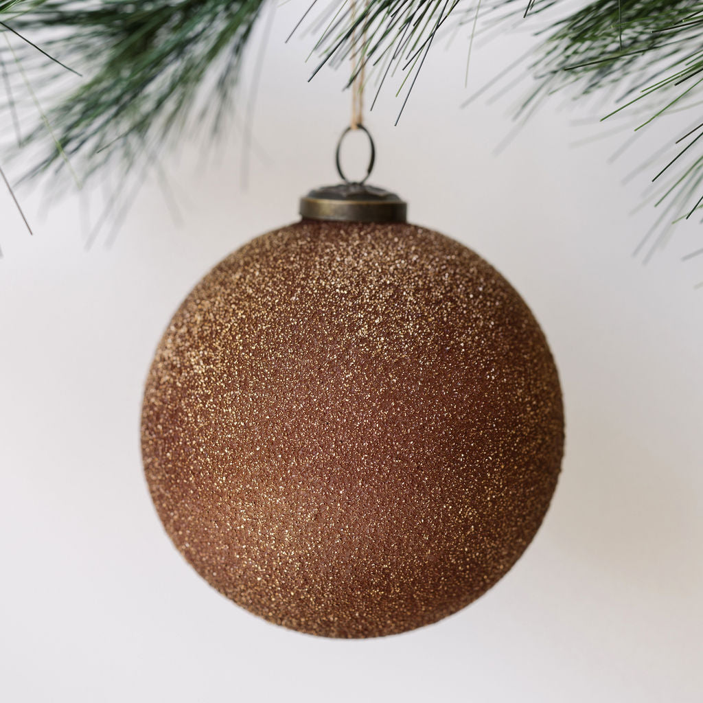 5"  Textured Cinnamon Glass Ornament