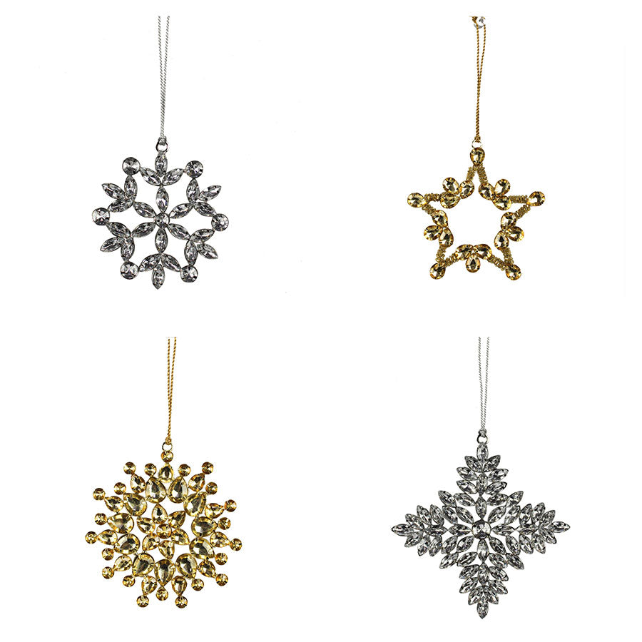 Beaded Snowflake and Star Christmas Ornaments