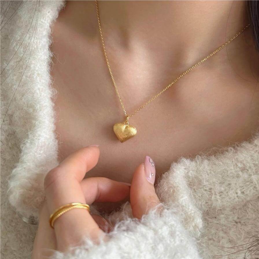 Brushed Heart Necklace