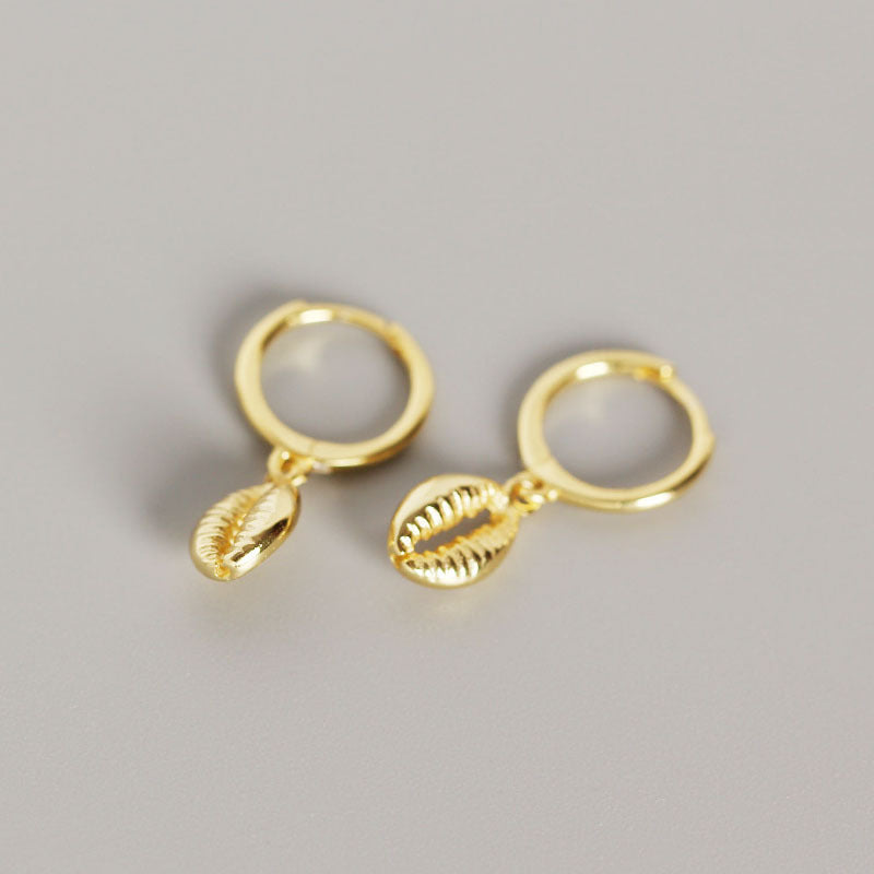 S925 Silver Shell Gold Earrings