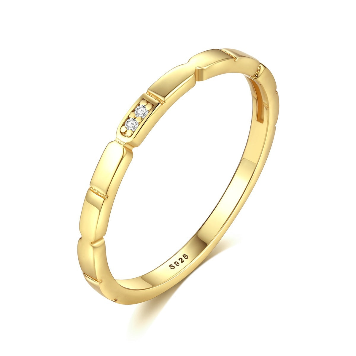 Gold Plaid Zircon Ring