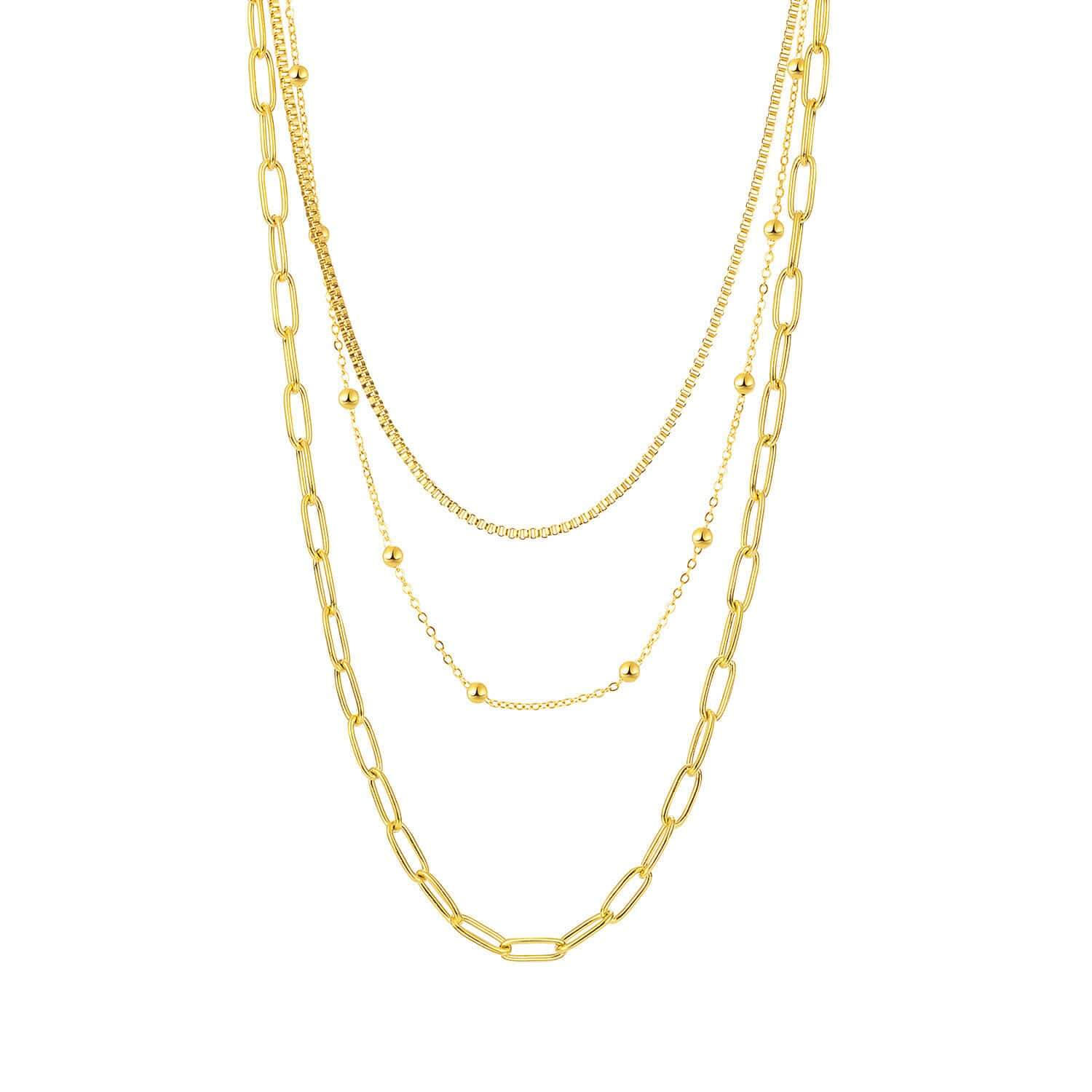 Gold Layered Chains Necklace