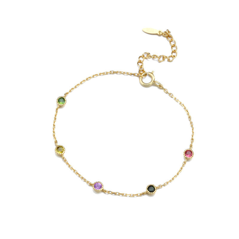 Treasure Slender Exquisite Bracelet Women 925 Sterling Silver Inlaid Tourmaline Simple And Versatile Bracelet