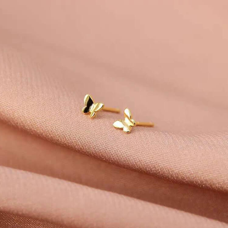 Gold Butterfly Stud Earrings