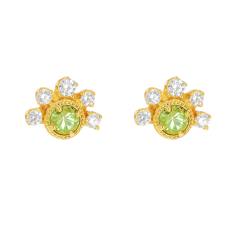 S925 Silver Plated 14K Gold Olivine Earrings