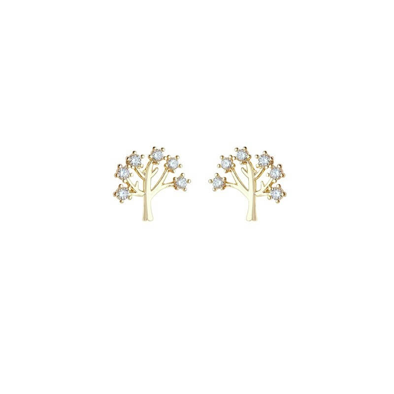 Gold Zircon Tree Earrings