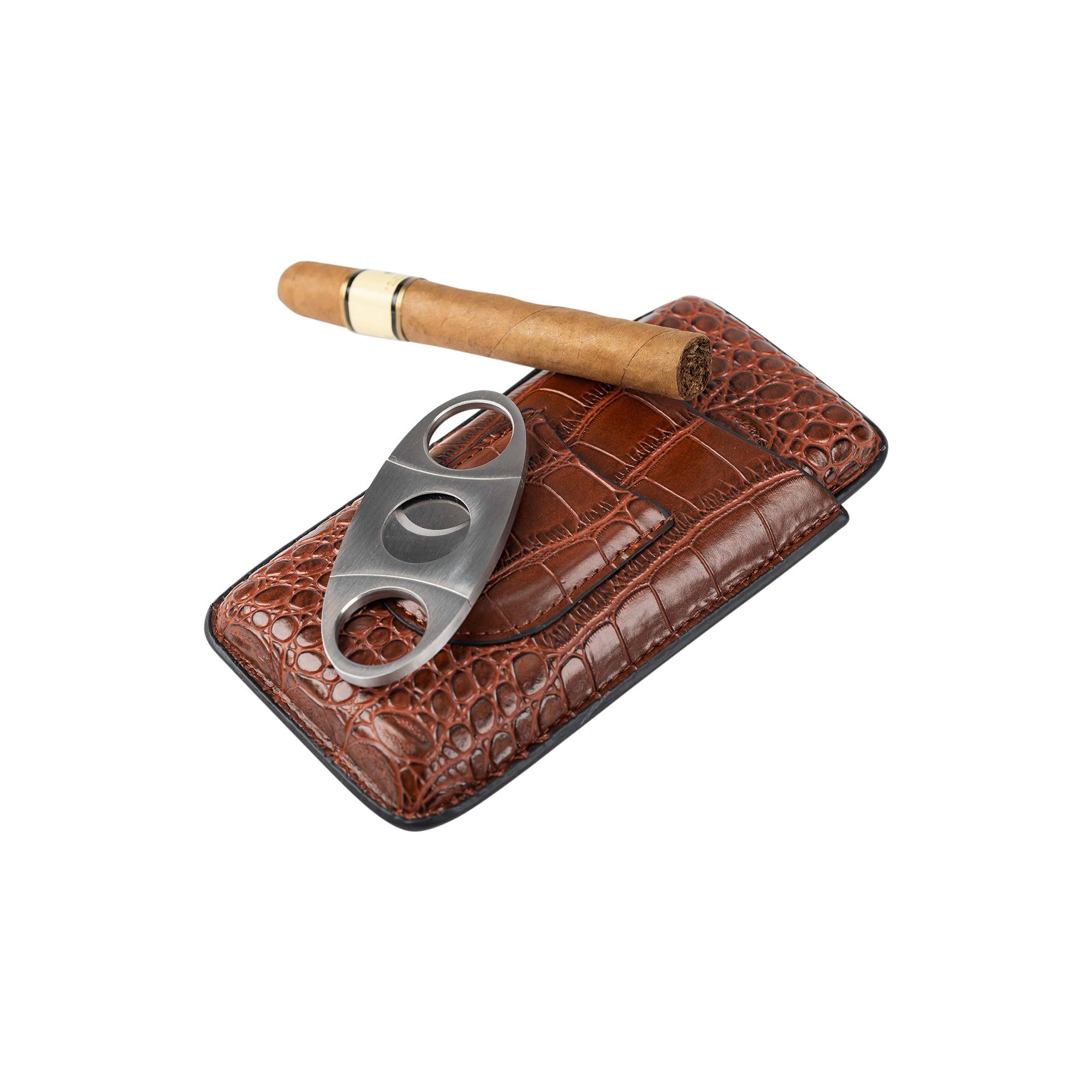 Trio Cigar Traveler with Cutter-Brown